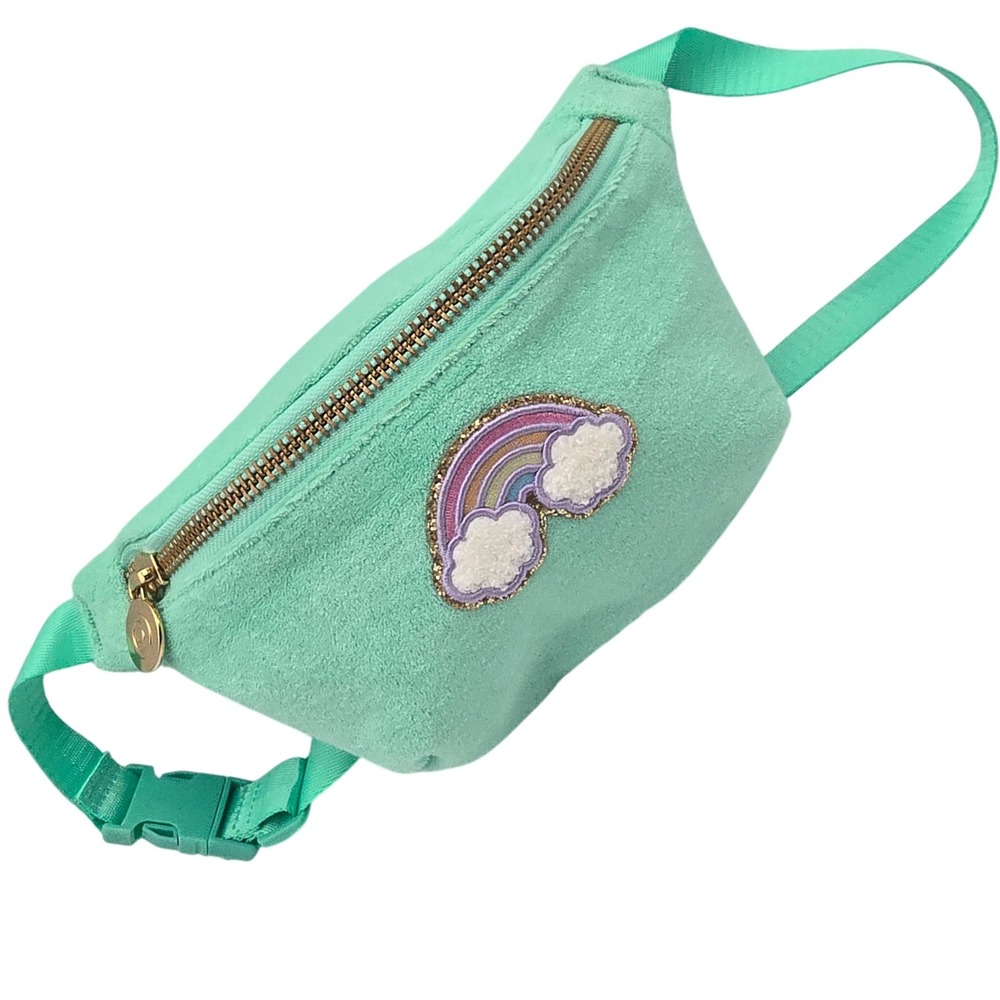 Stoney Clover Lane Rainbow Cloud Mint Terry Cloth Fanny Pack Belt Bag Gld Zipper